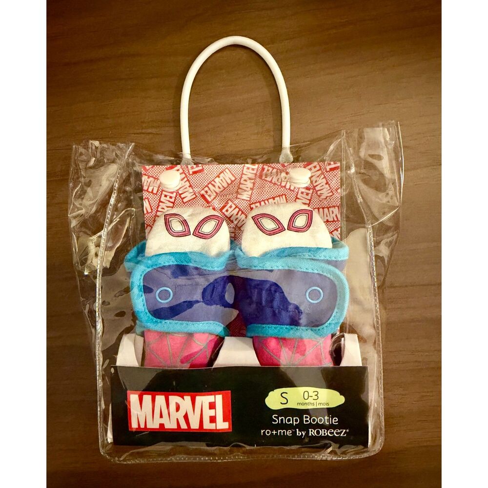 ROBEEZ ro + me Marvel Ghost Spider Snap Booties Size Small 0-3 Months NEW!